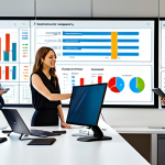 **Prompt:** A brightly lit, modern office showing diverse professionals collaborating around interactive dashboards displaying automated financial reports and real-time cash flow analysis. Emphasis on efficiency, teamwork, and data-driven decision-making.